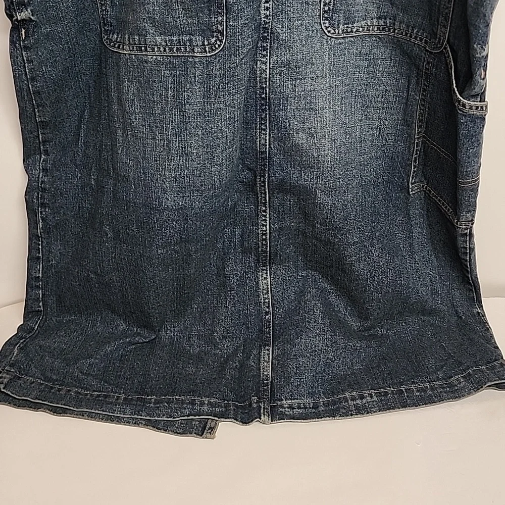 Cotton On Logan Blue Denim Overall Dress w/Front Slit Sz 12US Country Minimalist - Picture 9 of 13